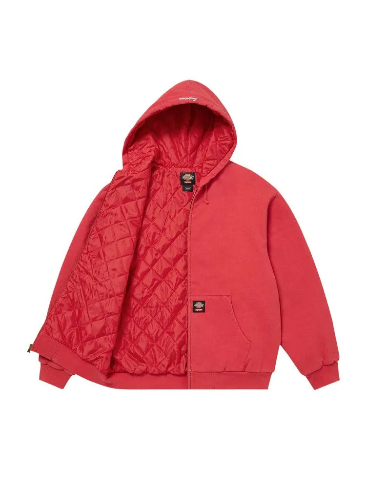 Толстовка Supreme x Dickies Quilted Lined Zip Up Hooded Sweatshirt — изображение 2 из 3, красный