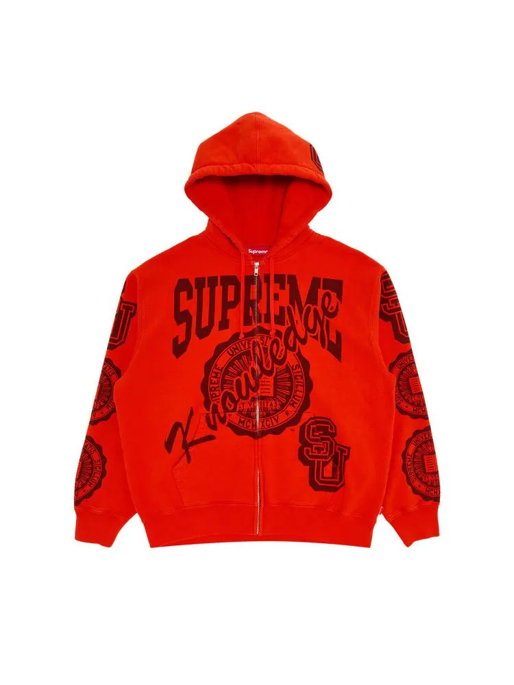 Толстовка Supreme Knowledge Reigns Zip Up Hooded Sweatshirt — изображение 1 из 3, оранжевый