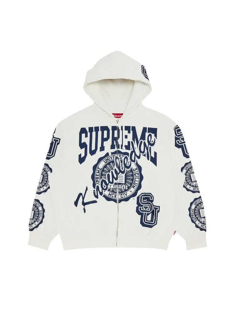 Толстовка Supreme Knowledge Reigns Zip Up Hooded Sweatshirt — изображение 1 из 3, белый