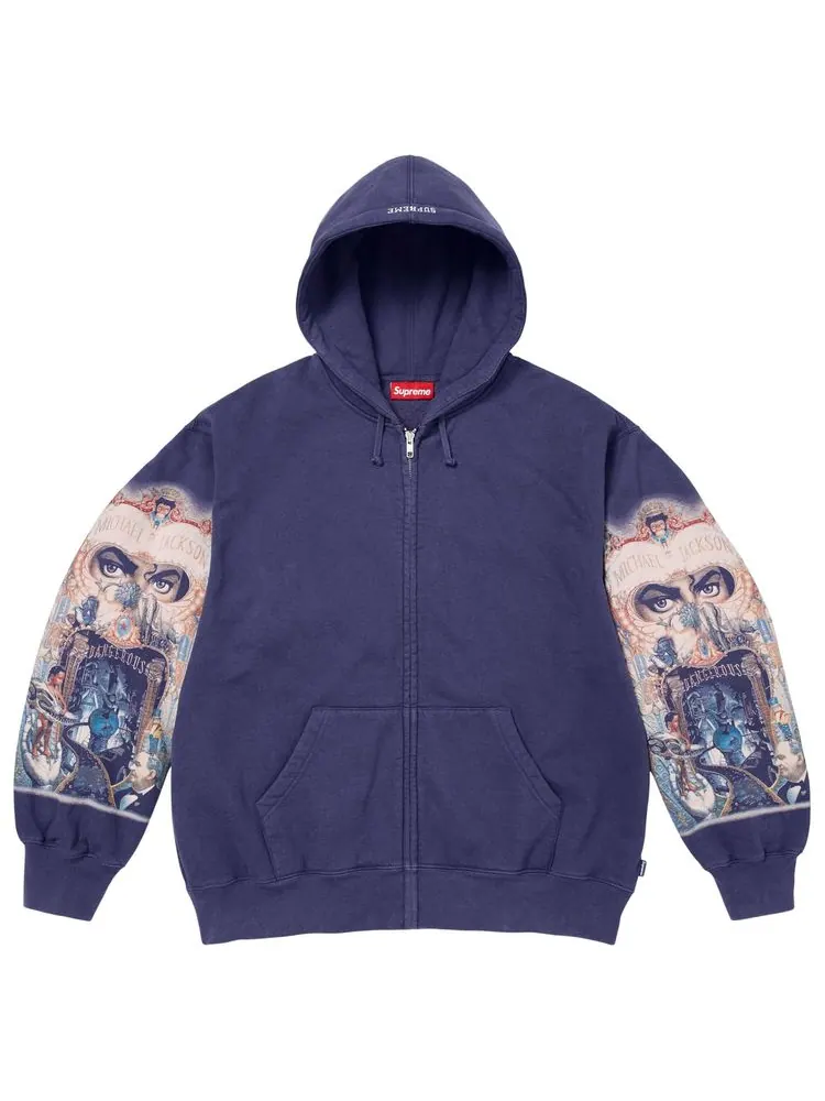 Толстовка Supreme Michael Jackson Dangerous на молнии с капюшоном — изображение 1 из 1, синий
