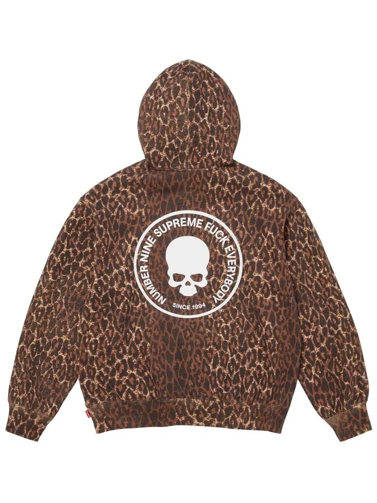 Толстовка Supreme x Number (N)Ine с капюшоном, леопардовый принт — изображение 2 из 2, коричневый