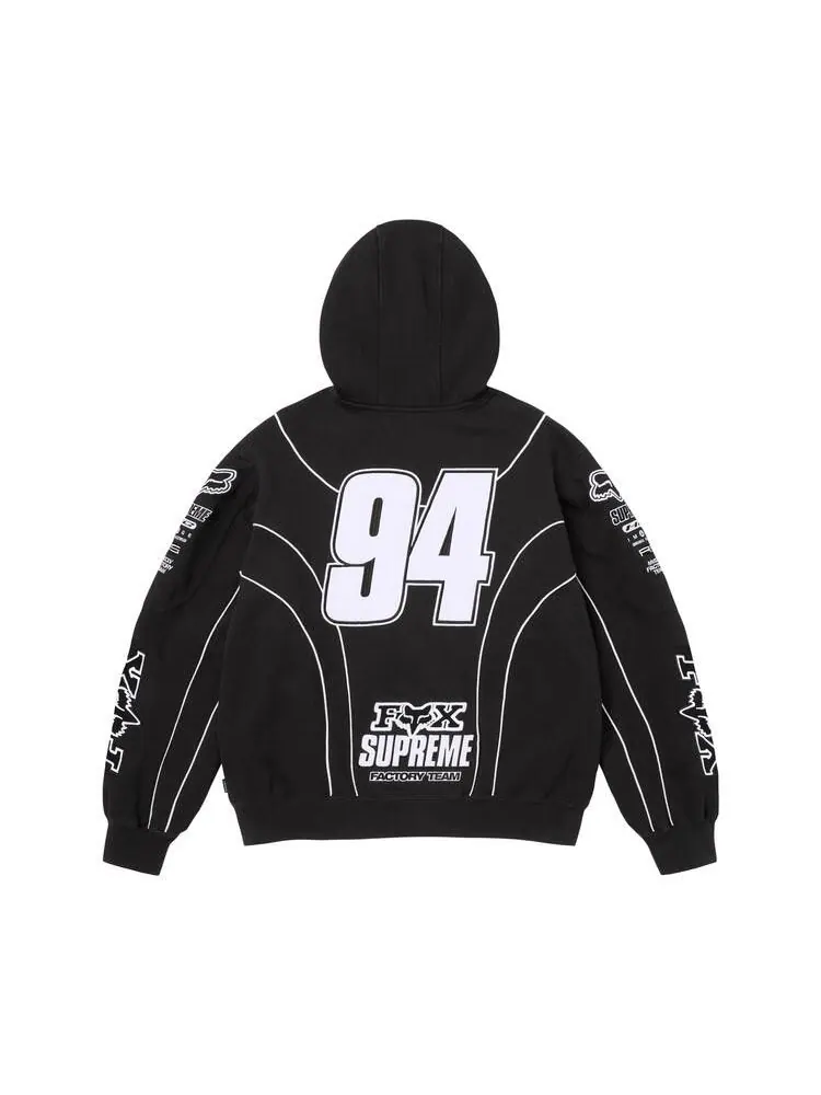 Толстовка Supreme x Fox Racing Zip Up Hooded Sweatshirt 'Black' — изображение 2 из 2, черный