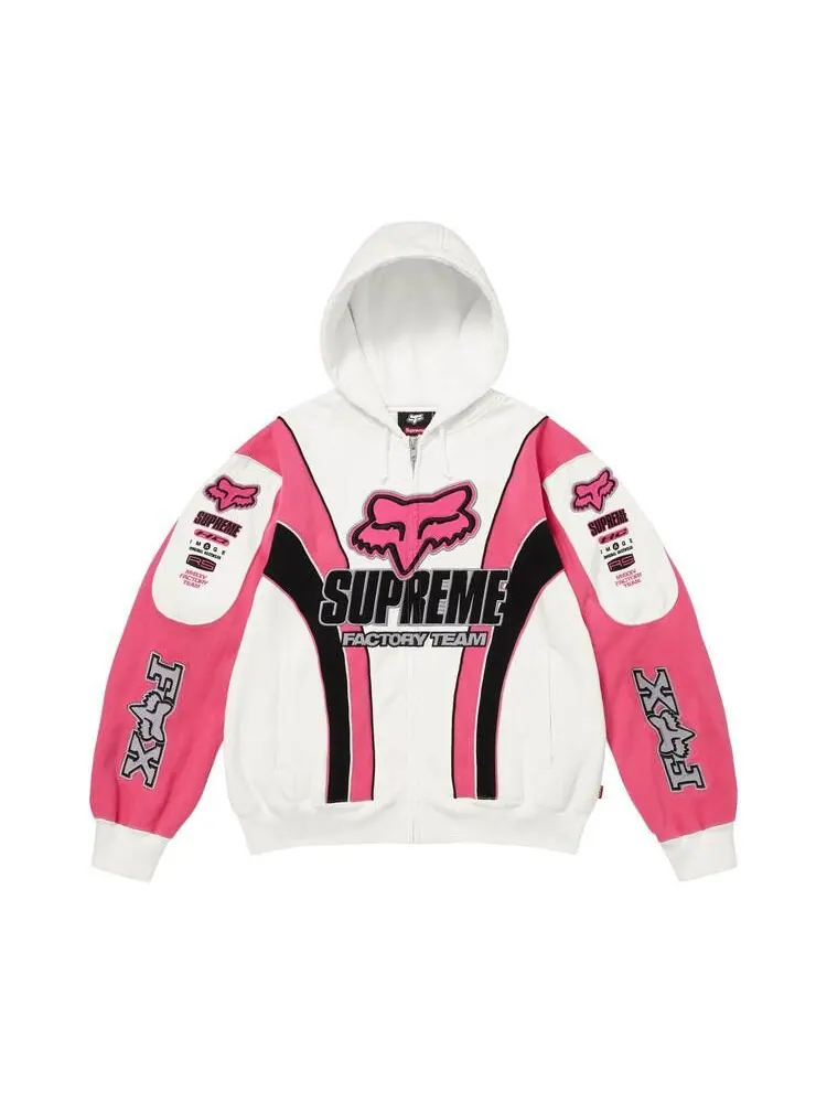 Толстовка Supreme x Fox Racing Zip Up Hooded Sweatshirt 'White' — изображение 1 из 2, белый