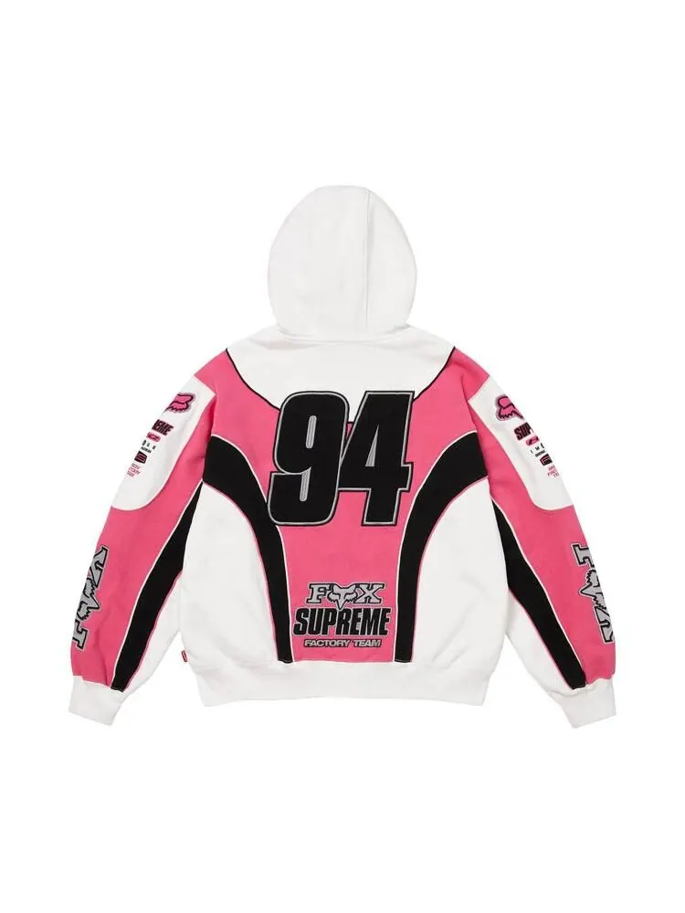 Толстовка Supreme x Fox Racing Zip Up Hooded Sweatshirt 'White' — изображение 2 из 2, белый