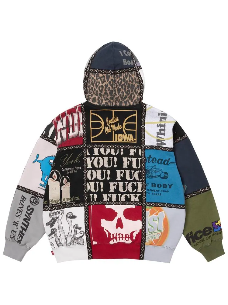 Толстовка Supreme x Number (N)Ine с капюшоном на молнии и лоскутным рисунком — изображение 2 из 2, мульти