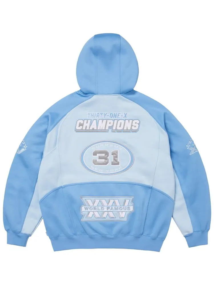 Толстовка Supreme Football на молнии с капюшоном — изображение 2 из 2, светло-голубая