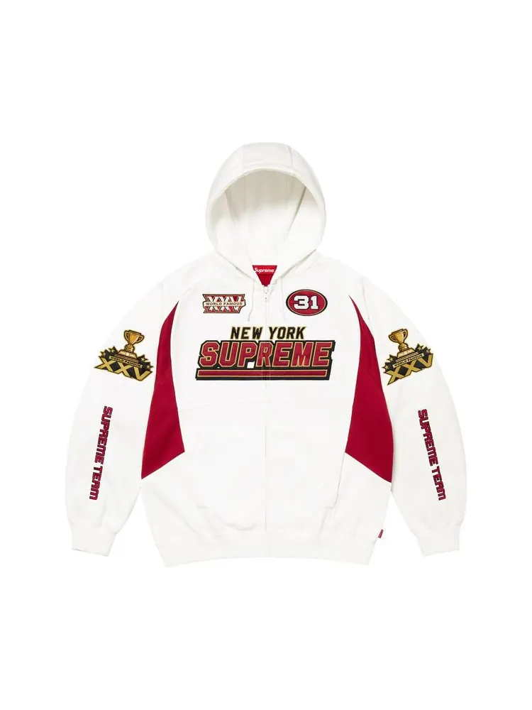 Толстовка Supreme Football на молнии с капюшоном — изображение 1 из 2, белый