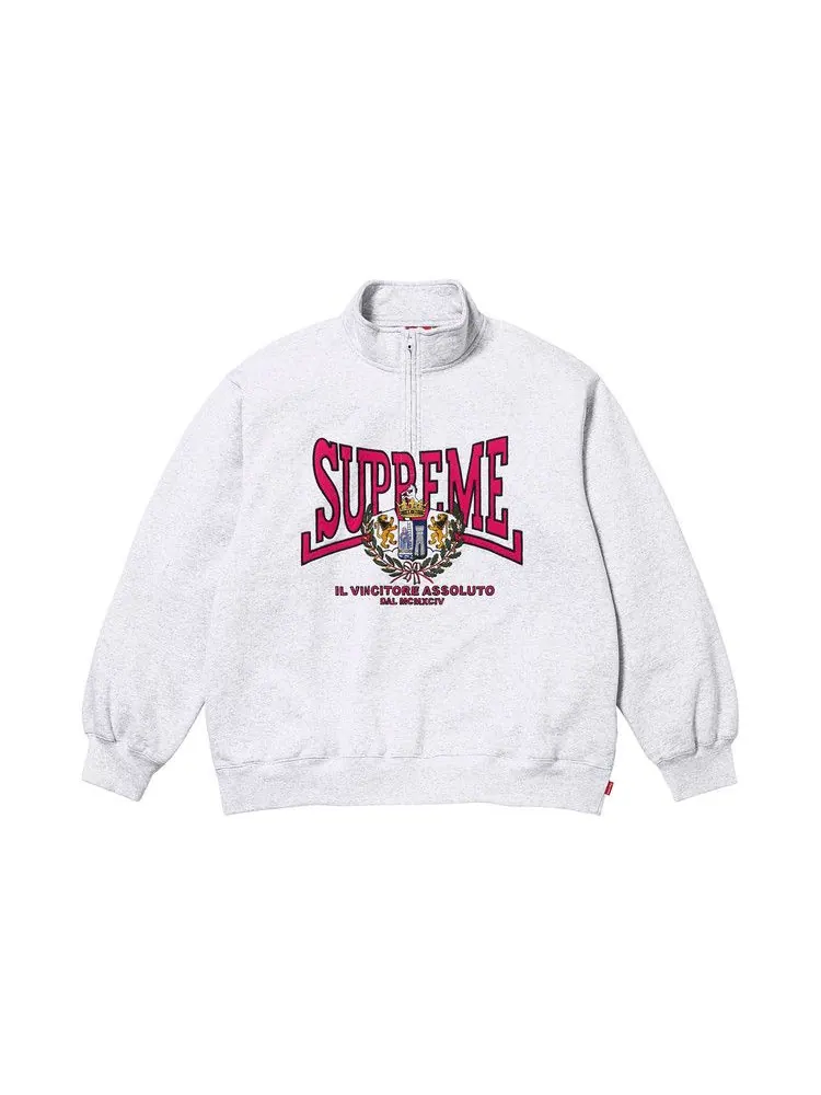Пуловер Supreme Crest Appliqué Half Zip Pullover — изображение 1 из 2, серый