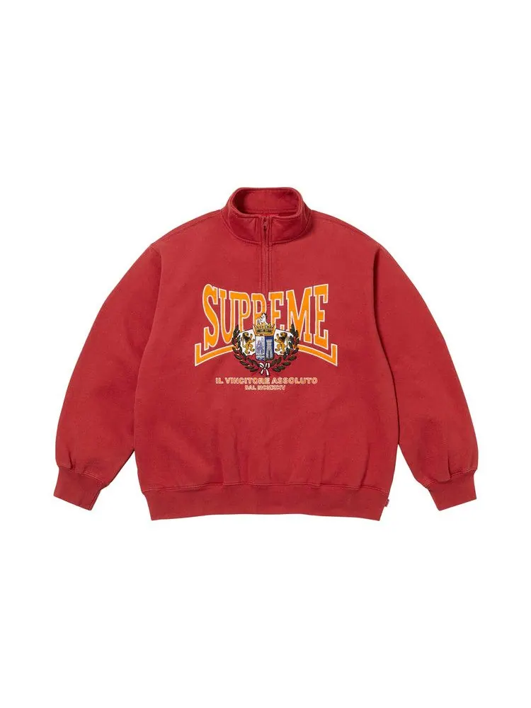 Пуловер Supreme Crest Appliqué Half Zip Pullover — изображение 1 из 2, темный красный