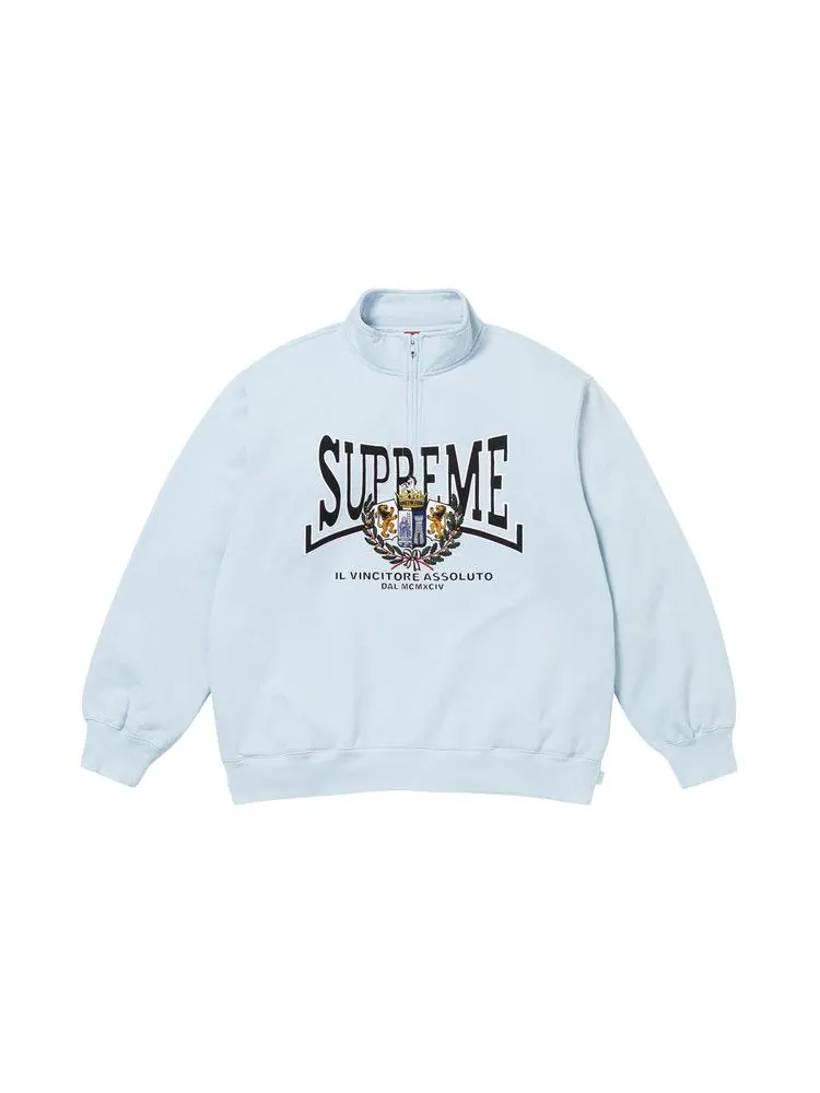 Пуловер Supreme Crest Appliqué Half Zip Pullover — изображение 1 из 2, светлый синий