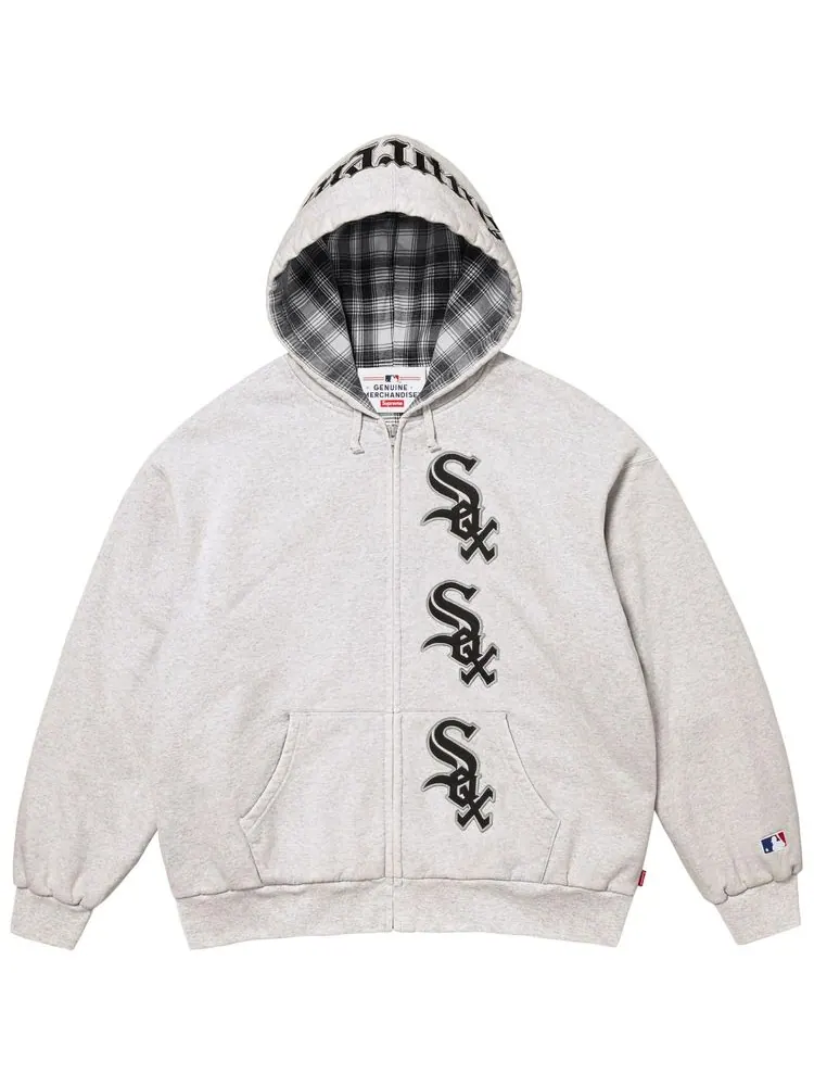 Толстовка Supreme x Chicago White Sox на молнии с капюшоном — изображение 1 из 2, серый