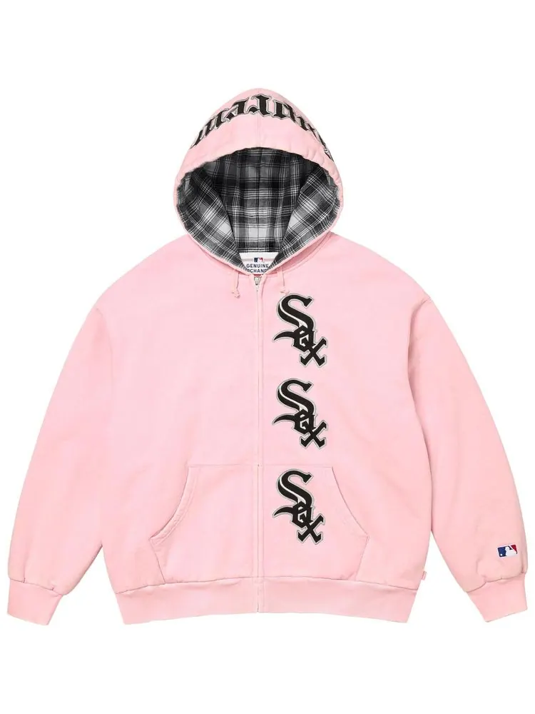 Толстовка Supreme x Chicago White Sox на молнии с капюшоном — изображение 1 из 2, розовый