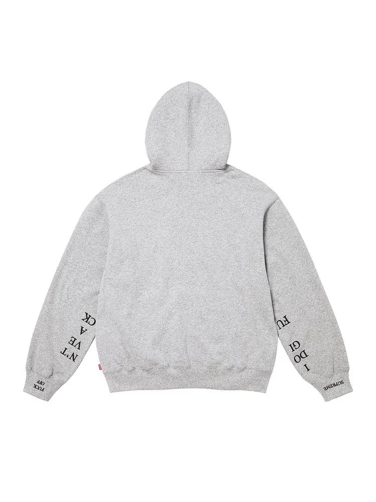 Толстовка Supreme Idgaf Zip Up Hooded Sweatshirt — изображение 2 из 2, серый