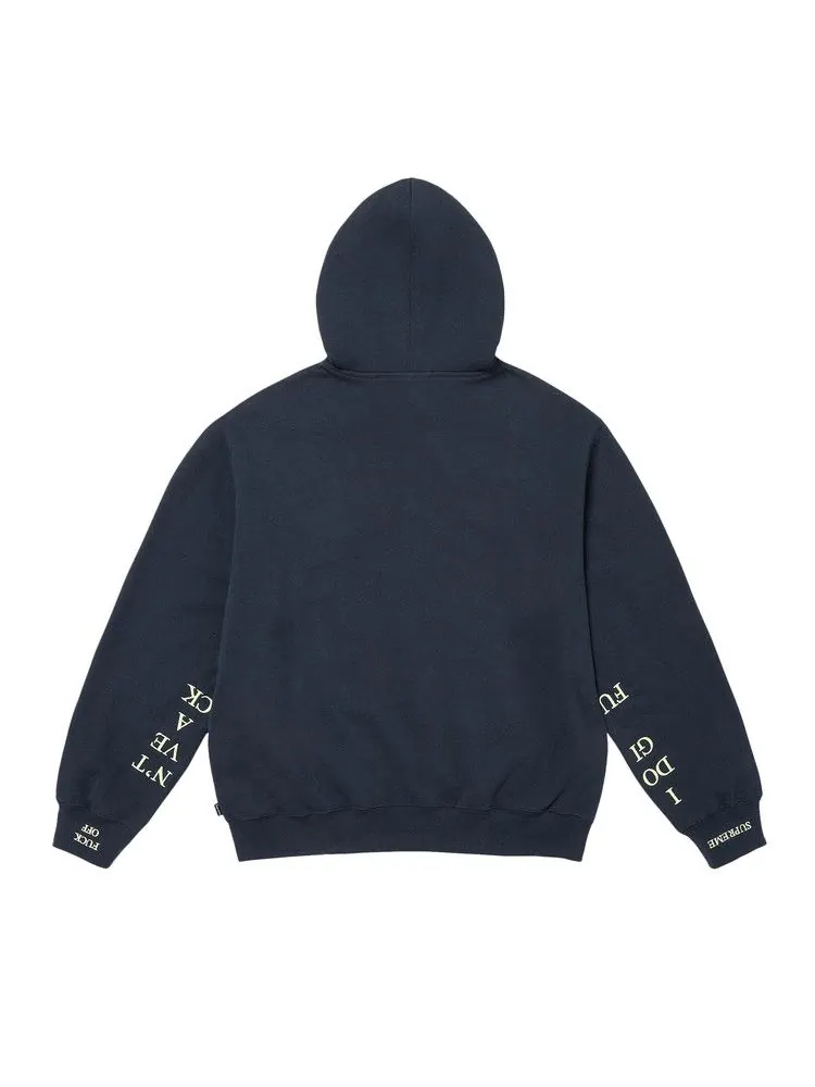 Толстовка Supreme Idgaf Zip Up Hooded Sweatshirt — изображение 2 из 2, темно-синий