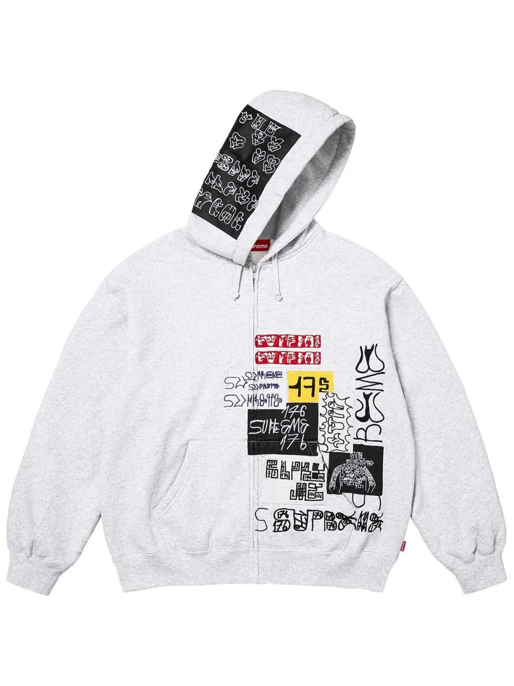 Толстовка Supreme 176 на молнии с капюшоном — изображение 1 из 2, серый