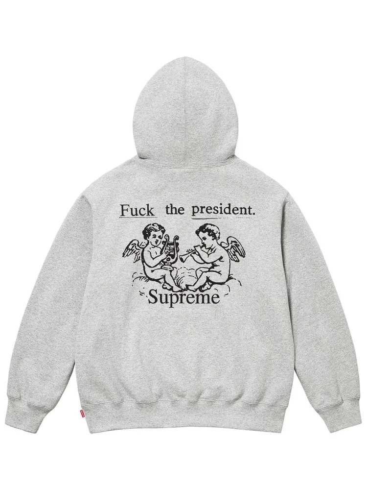 Supreme Толстовка с капюшоном "Верховный президент" цвета "серый меланж" — изображение 2 из 2