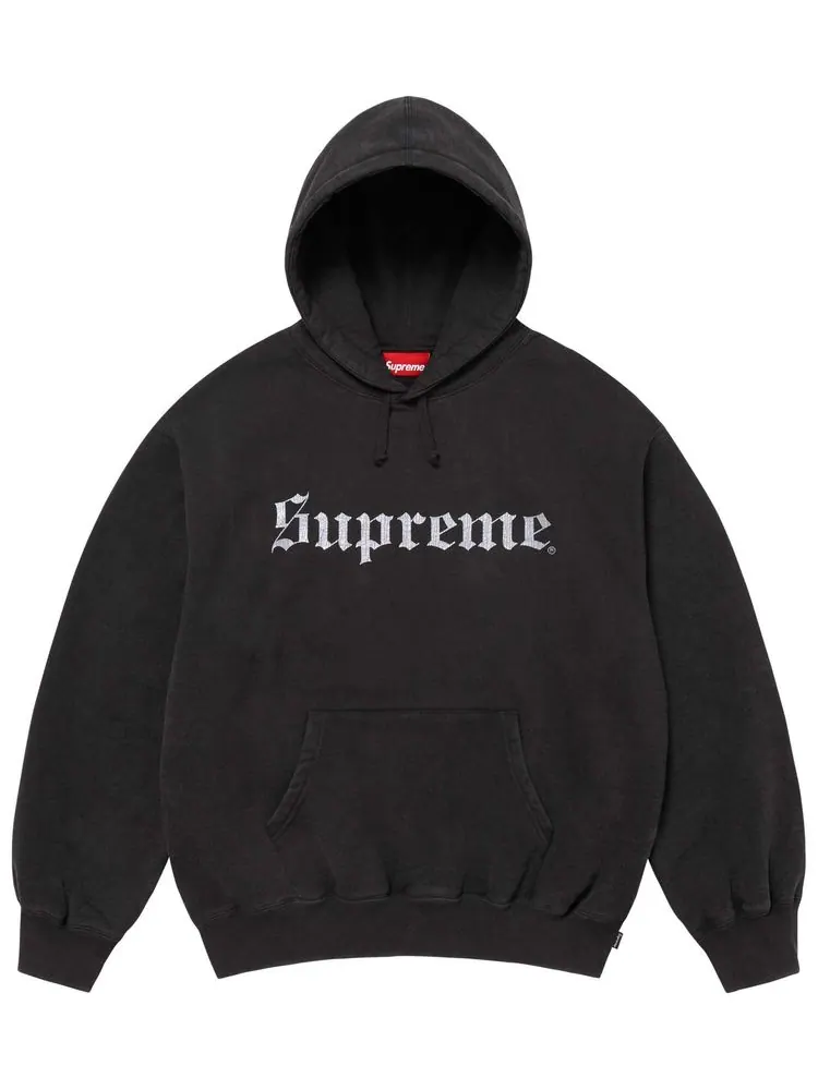 Толстовка Supreme Washed Old English с капюшоном — изображение 1 из 1, черный