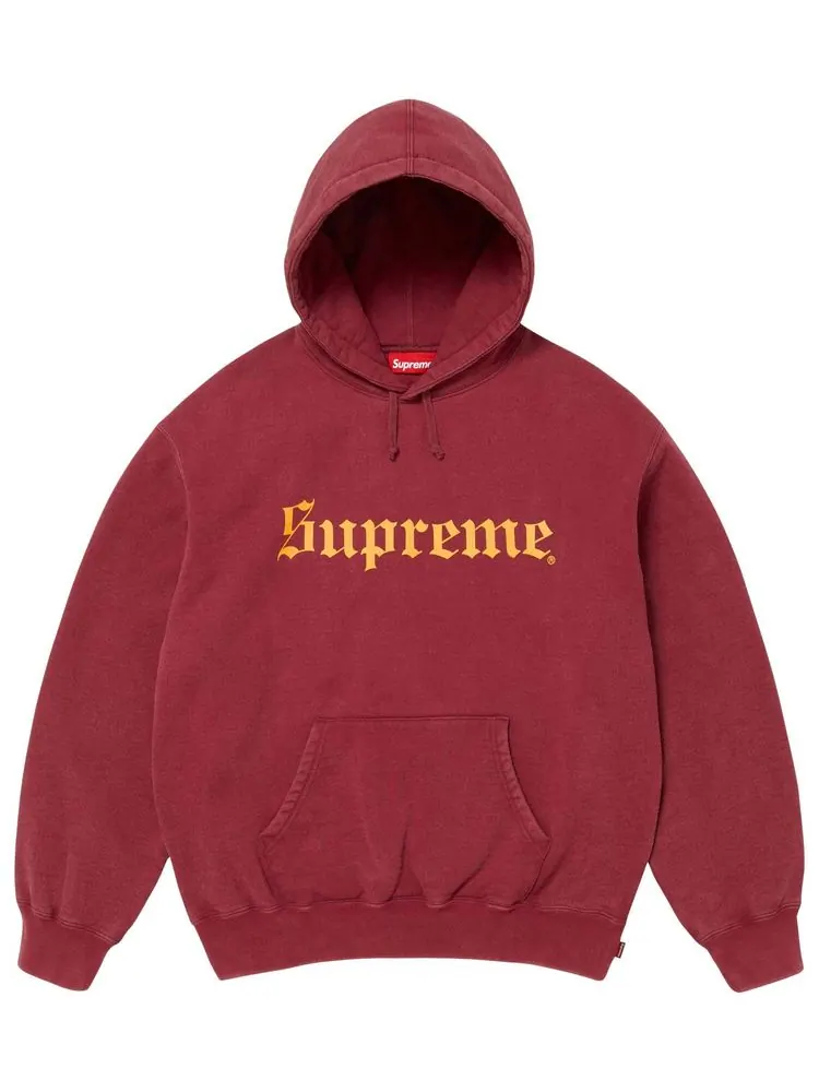 Толстовка Supreme Washed Old English Hooded Sweatshirt — изображение 1 из 1, красный