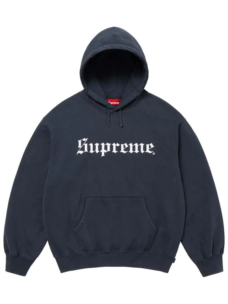 Толстовка Supreme Washed Old English Hooded Sweatshirt — изображение 1 из 1, синий