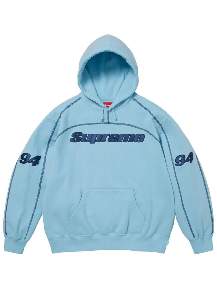 Толстовка Supreme Overlock с капюшоном — изображение 1 из 2, светло-голубая