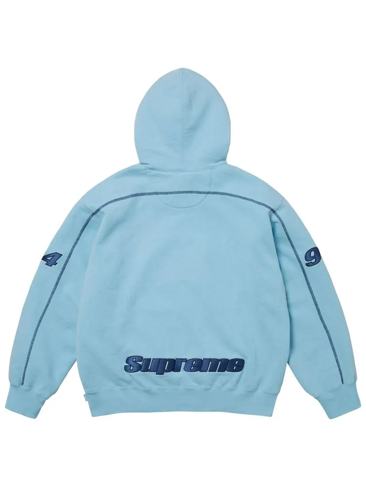 Толстовка Supreme Overlock с капюшоном — изображение 2 из 2, светло-голубая