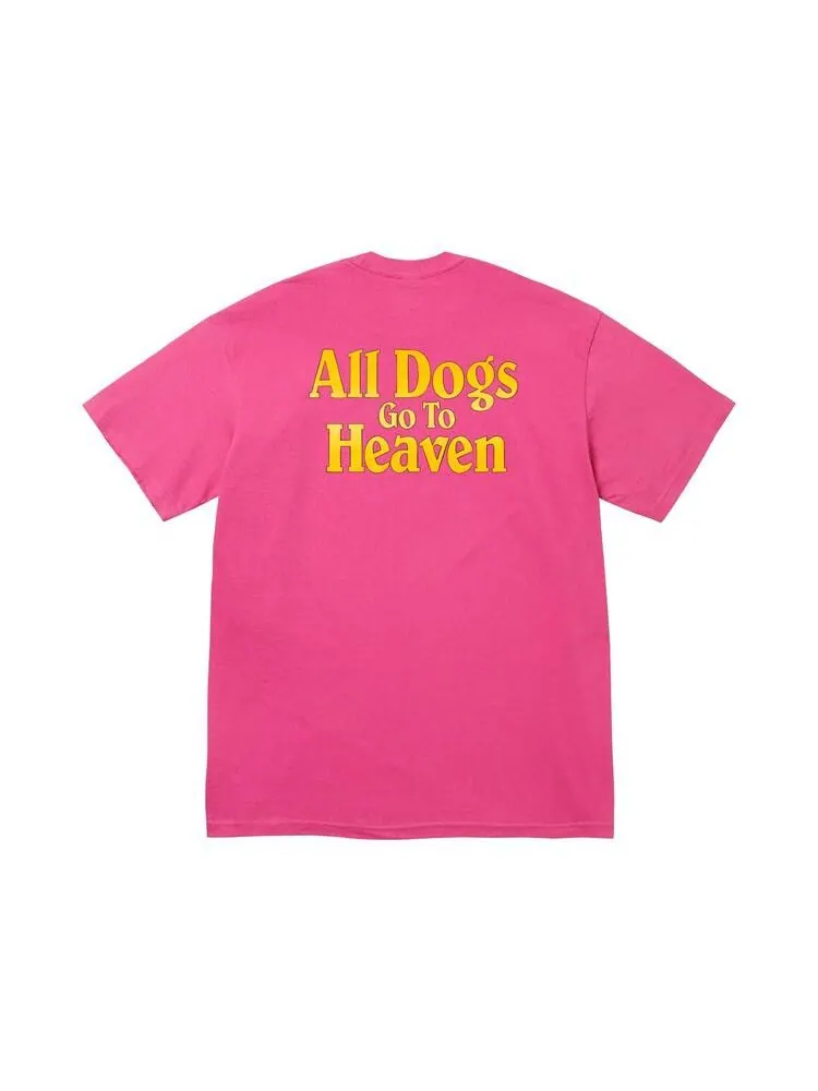 Футболка Supreme All Dogs Go To Heaven Tee — изображение 2 из 2, фуксия