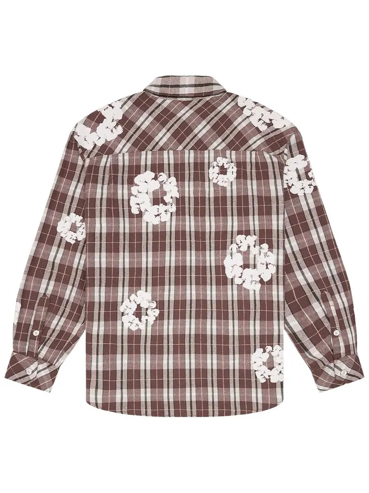 Рубашка из фланелевой ткани Denim Tears Cotton Wreath, коричневая клетка — изображение 2 из 2, коричневый