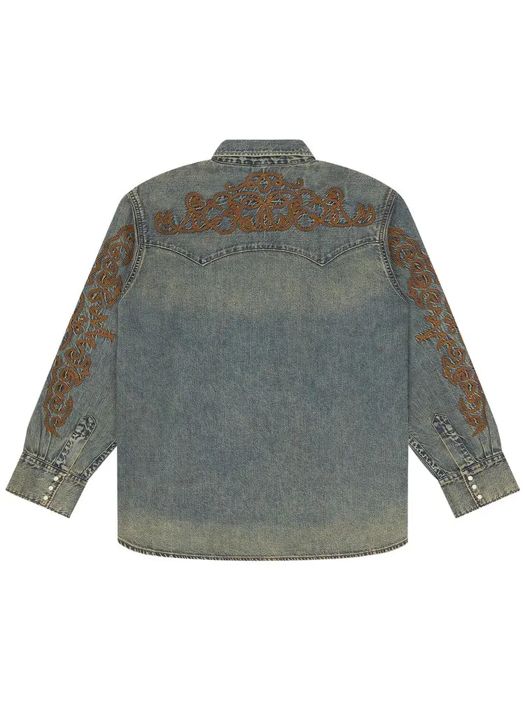 Джинсовая рубашка Denim Tears Western Denim Button Up Shirt — изображение 2 из 2, синий