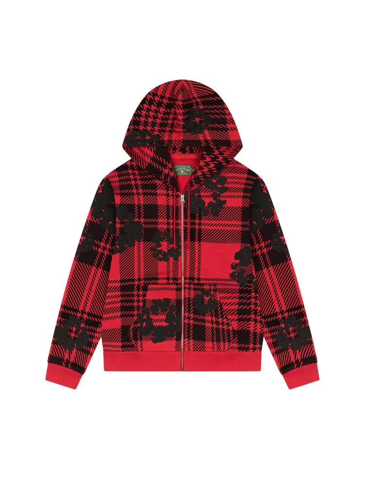 Худи Denim Tears Plaid Cotton Wreath Zip Hoodie — изображение 1 из 3, красный
