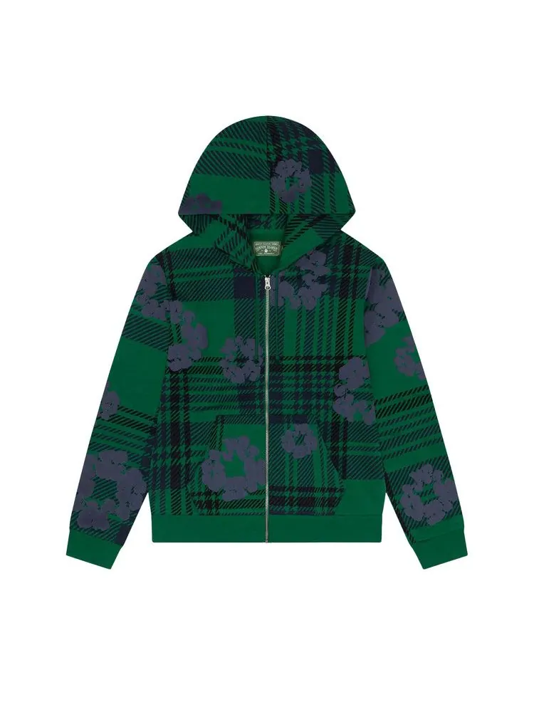 Худи Denim Tears Plaid Cotton Wreath Zip Hoodie — изображение 1 из 3, зеленый