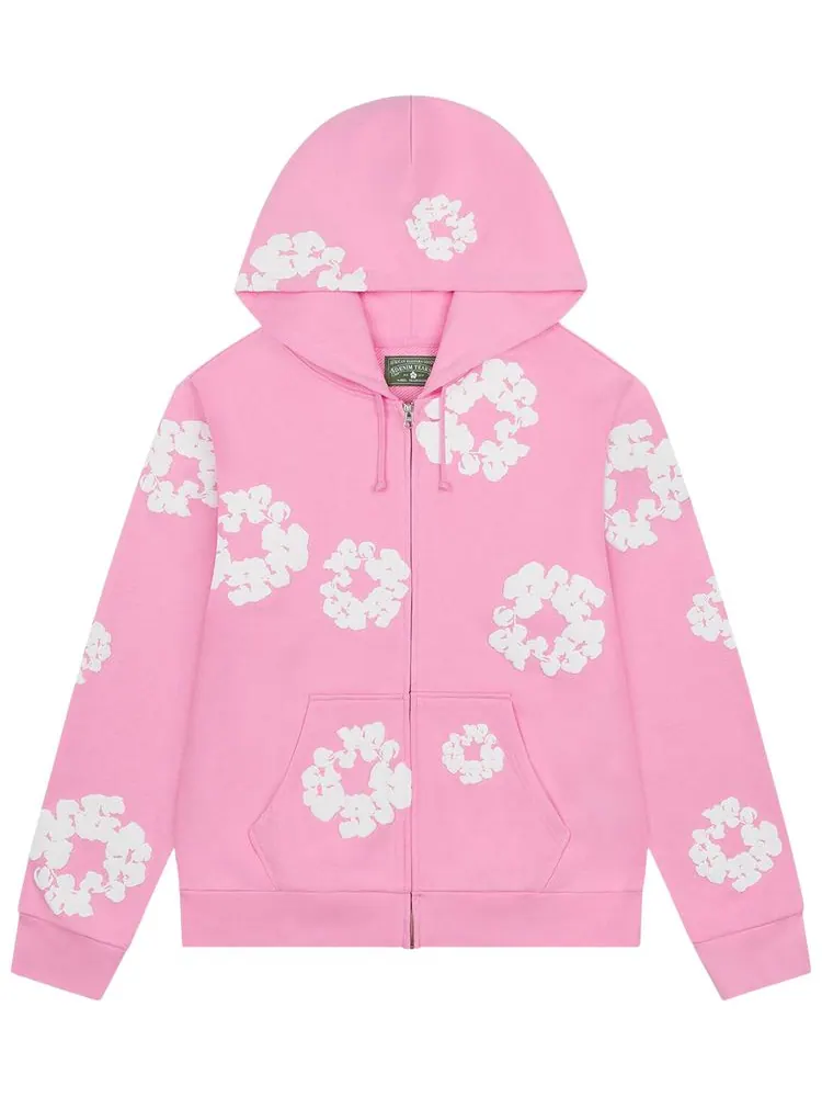 Хлопковая толстовка Denim Tears Cotton Wreath на молнии — изображение 1 из 2, розовый