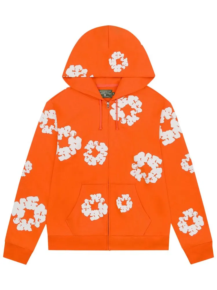Хлопковая толстовка Denim Tears Cotton Wreath Zip Hoodie — изображение 1 из 2, оранжевый