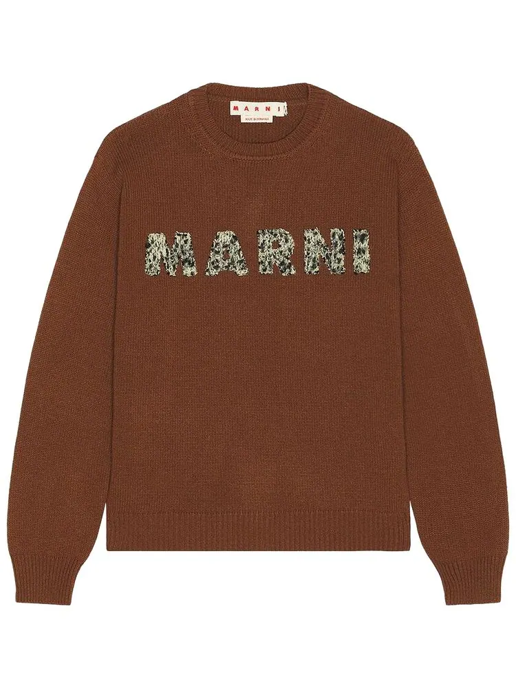 Свитер Marni с круглым вырезом — изображение 1 из 1, коричневый