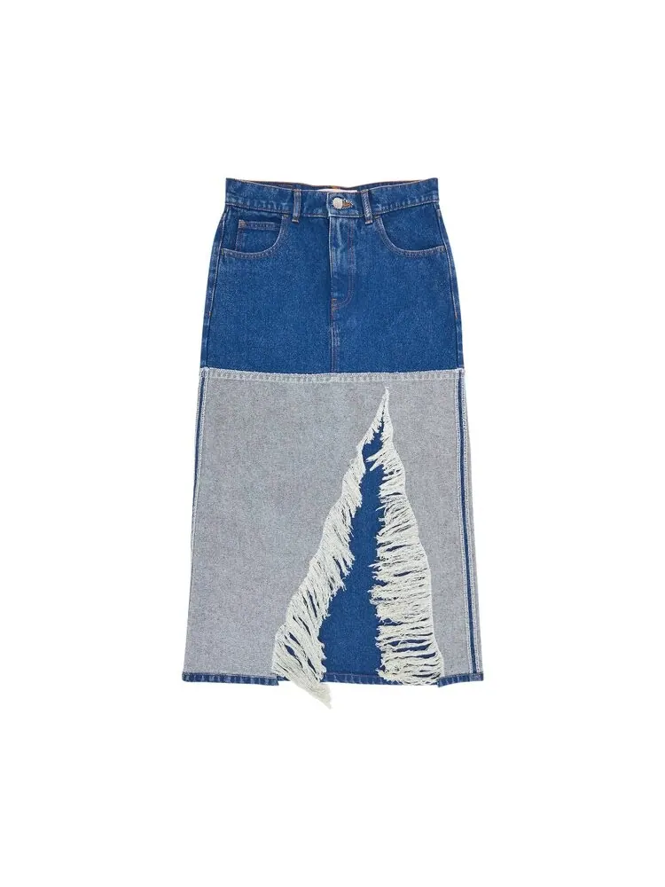 Юбка Marni Bleached Coated Denim Skirt — изображение 1 из 3, океанский
