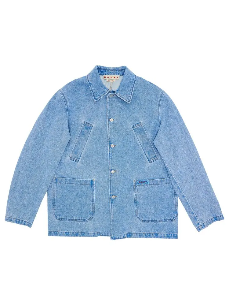 Куртка Marni Bleached Coated Denim Jacket — изображение 1 из 3, синий