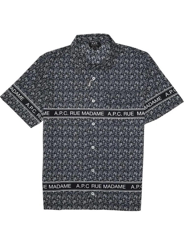 Рубашка A.P.C. Logo Short-Sleeve Shirt 'Dark' — синий