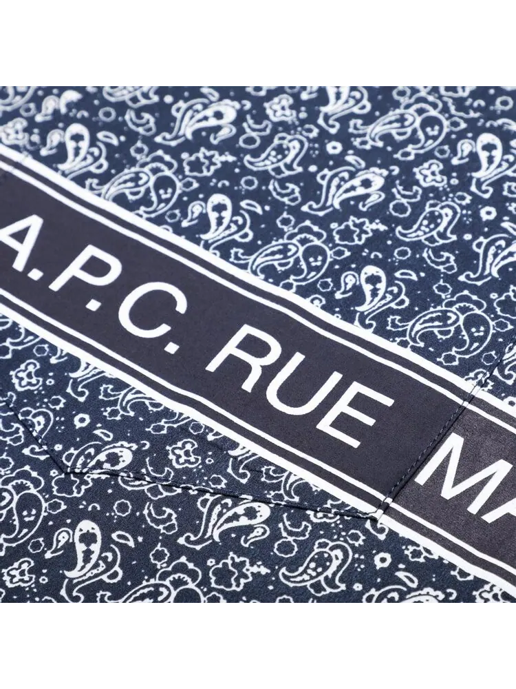 Рубашка A.P.C. Logo Short-Sleeve Shirt 'Dark' — изображение 2 из 2, синий