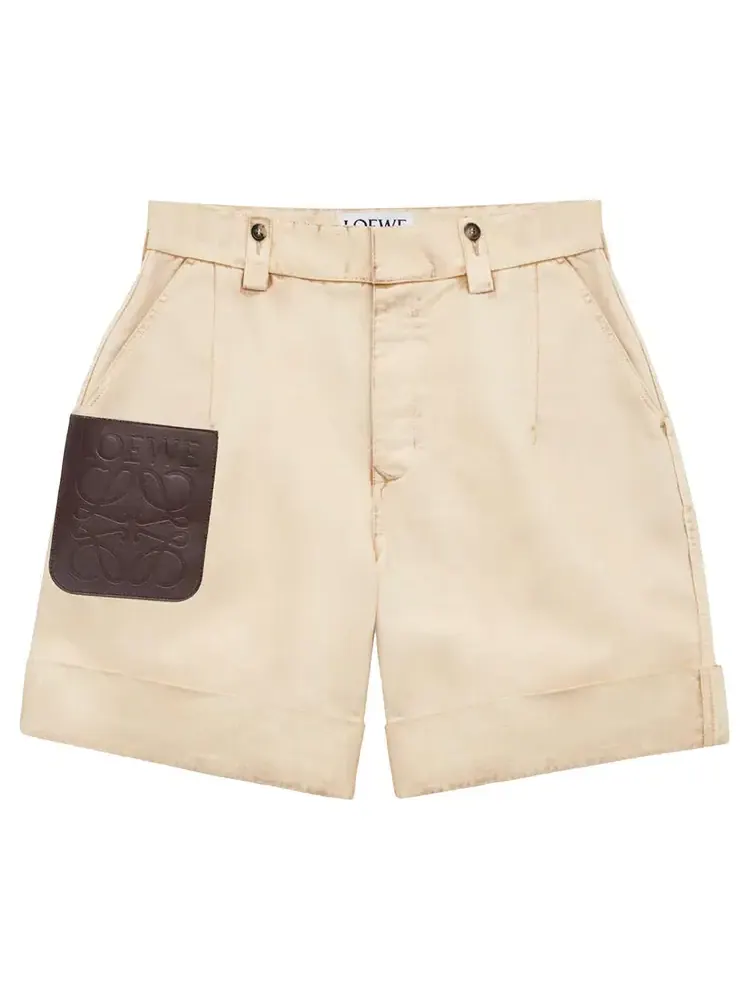Шорты Loewe Turn-Up Shorts — изображение 1 из 1, бежевый