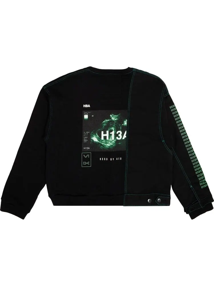 Толстовка Hood By Air Panelled Sweatshirt 'Black' — изображение 2 из 3, черный