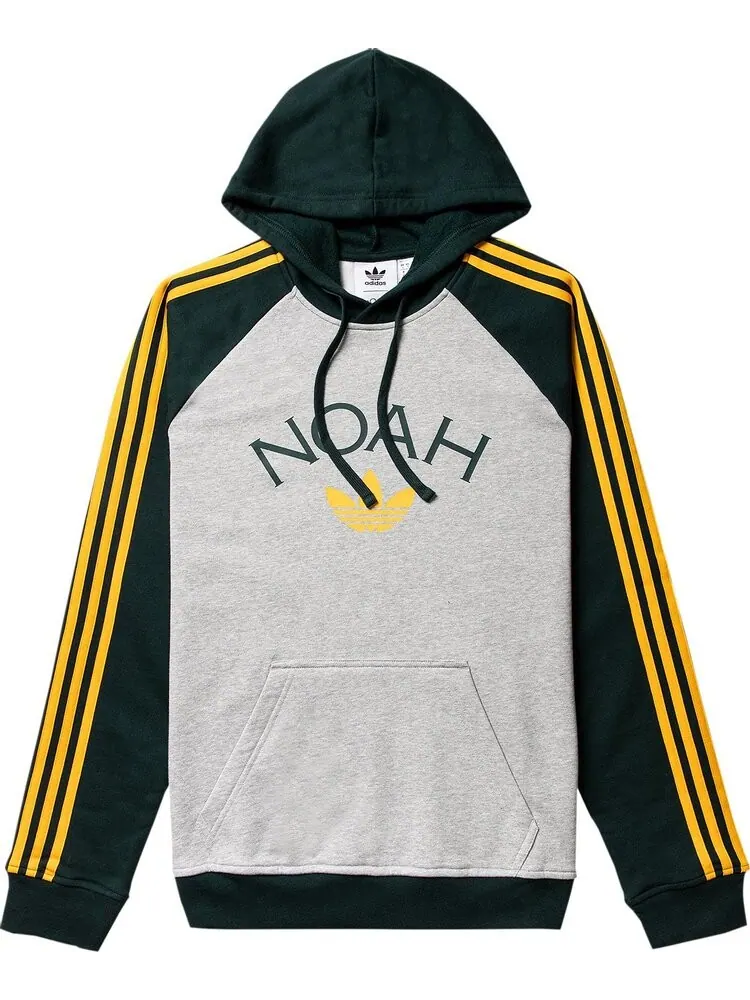 Худи adidas x Noah 3S Hoody 'Medium Grey Heather/Green Night' — изображение 1 из 2, серый