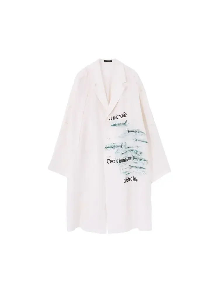 Длинная куртка Yohji Yamamoto Pour Homme Sakana — белый