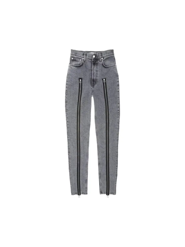 Джинсы Helmut Lang Runway Hi Spikes Zipper Jeans Grey — серый