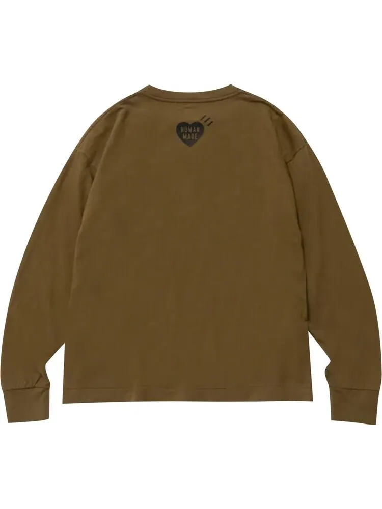 Футболка Human Made Tiger Long-Sleeve T-Shirt 'Olive Drab' — изображение 2 из 2, зеленый