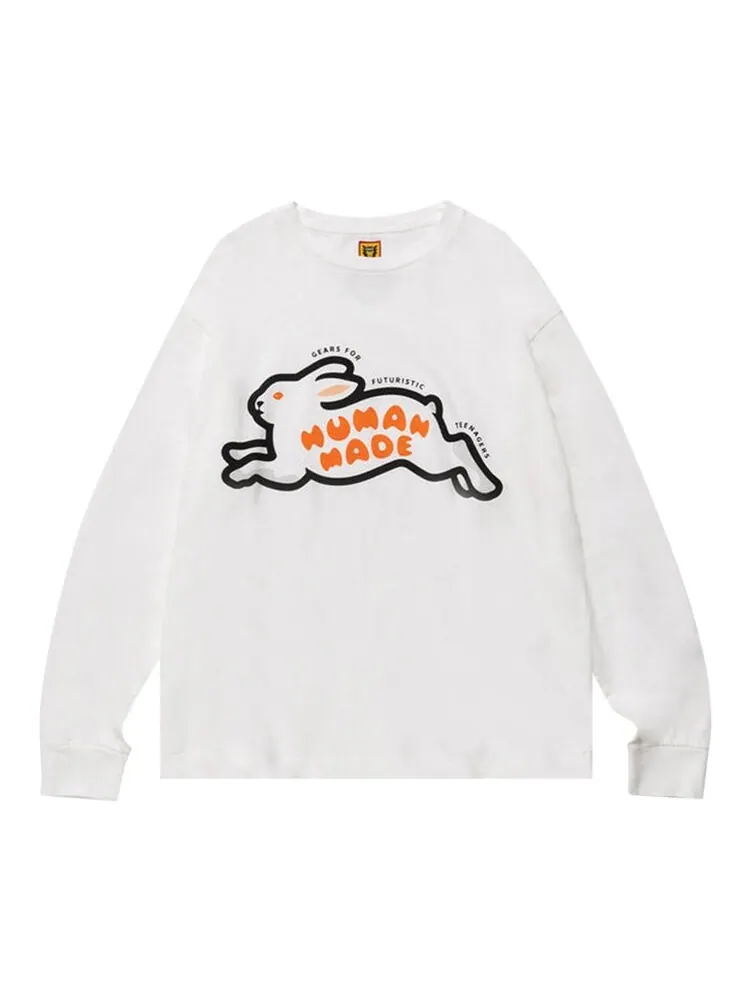 Футболка Human Made Rabbit Long-Sleeve T-Shirt 'White' — изображение 1 из 2, белый