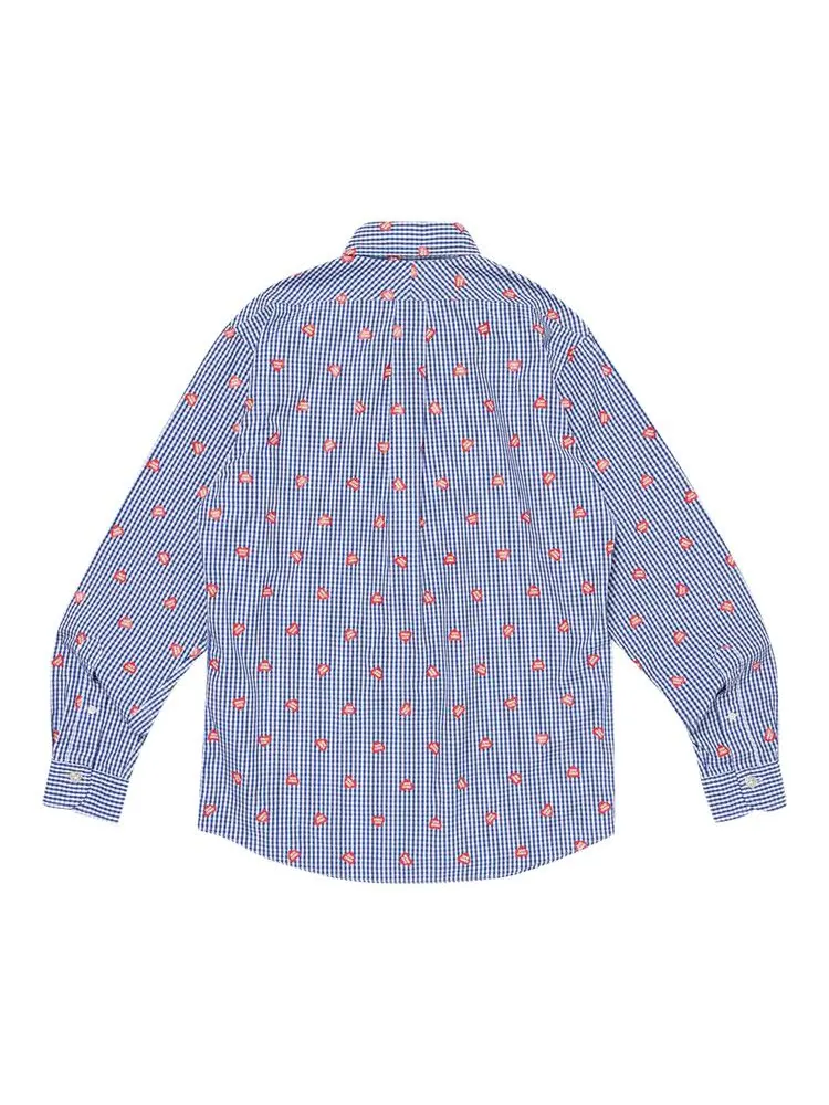 Рубашка Human Made Heart Gingham Check Shirt — изображение 2 из 2, синий