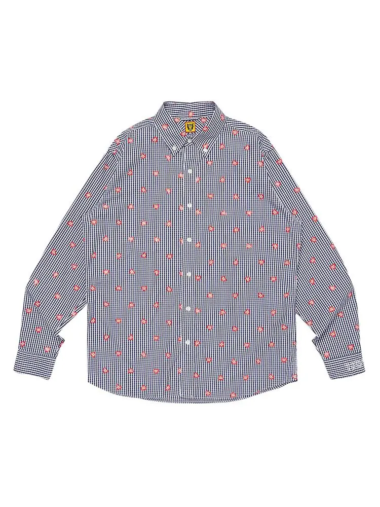 Рубашка Human Made Heart Gingham Check Shirt — изображение 1 из 2, темно-синий