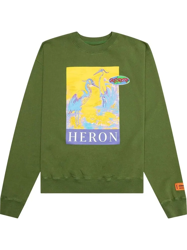 Толстовка Heron Preston OS Heron Crewneck 'Green/Yellow' — зеленый