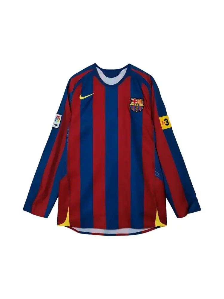 Реплика футболки с длинными рукавами Nike FC Barcelona Роналдиньо сезона 2005/06 — изображение 1 из 2, синий