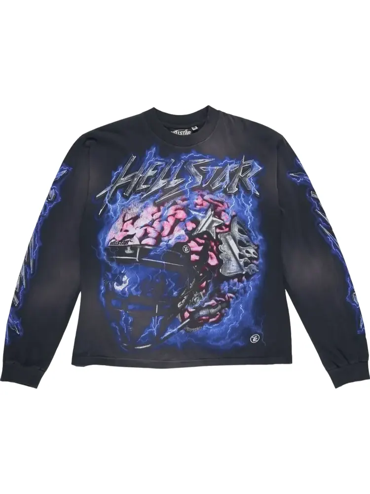 Футболка Hellstar Powered By The Star Long-Sleeve 'Black/Purple' — изображение 1 из 1, черный