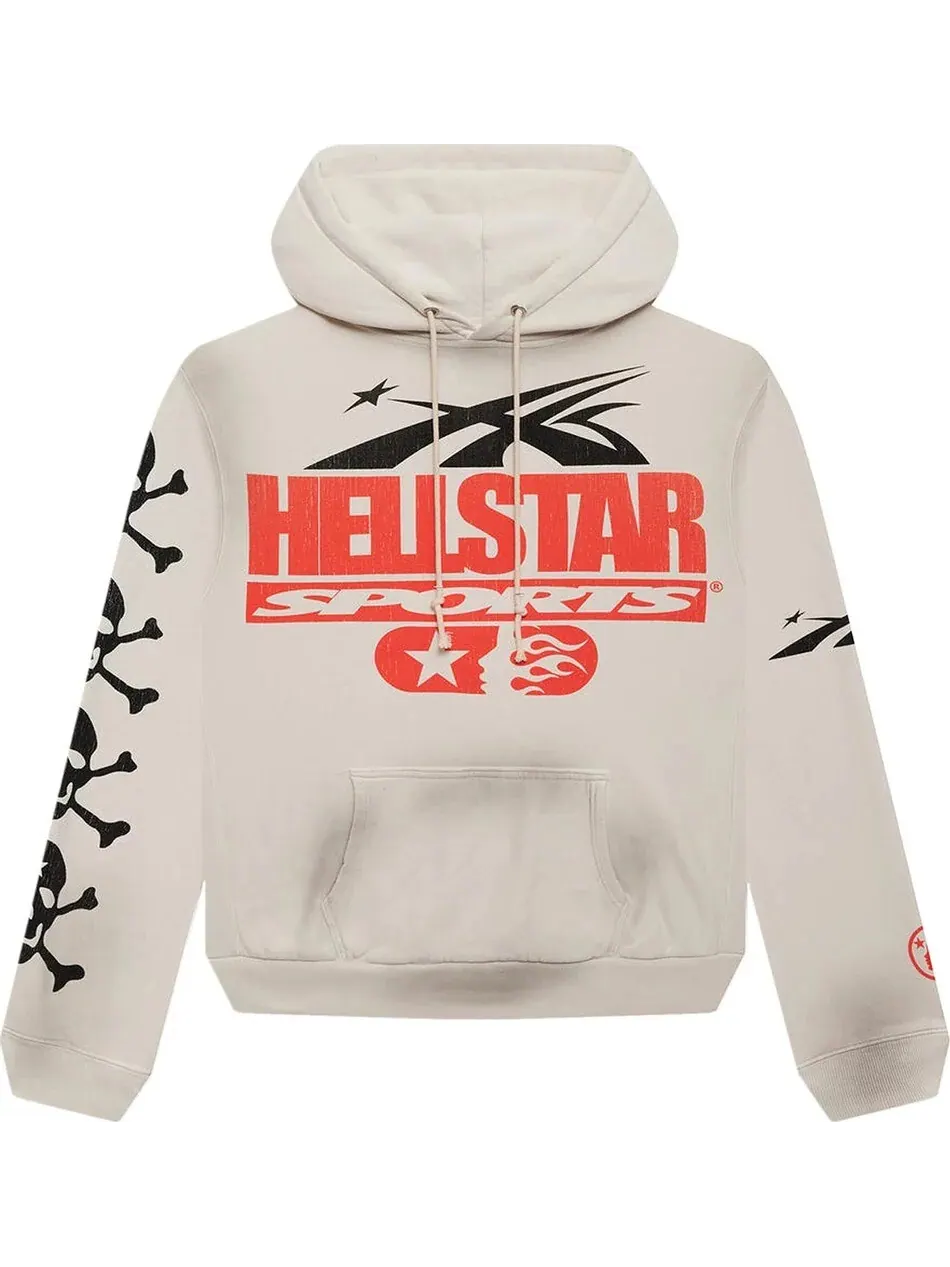 Толстовка Hellstar с принтом — изображение 1 из 2, светло-бежевая